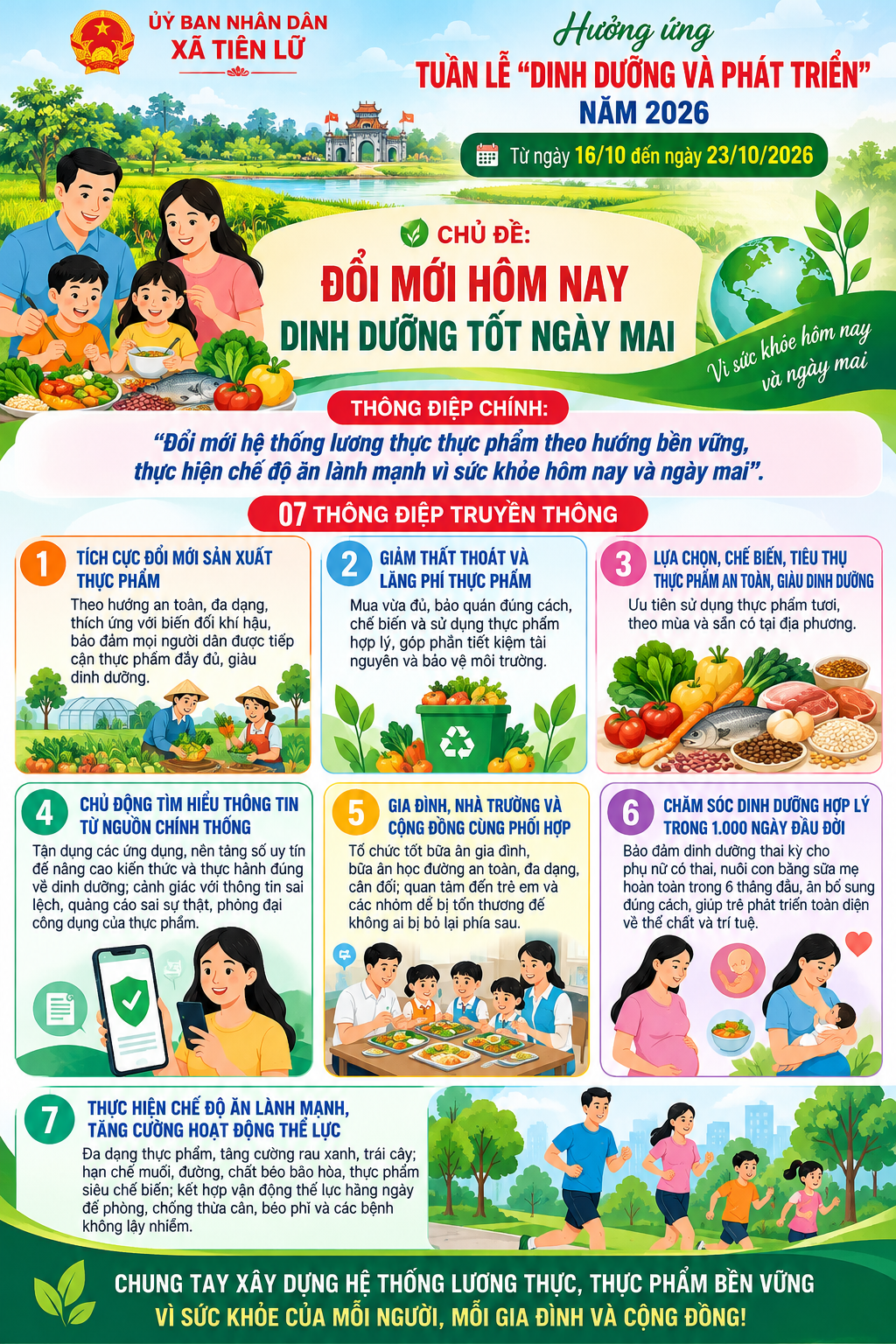 XÃ TIÊN LỮ HƯỞNG ỨNG TUẦN LỄ “DINH DƯỠNG VÀ PHÁT TRIỂN” NĂM 2026